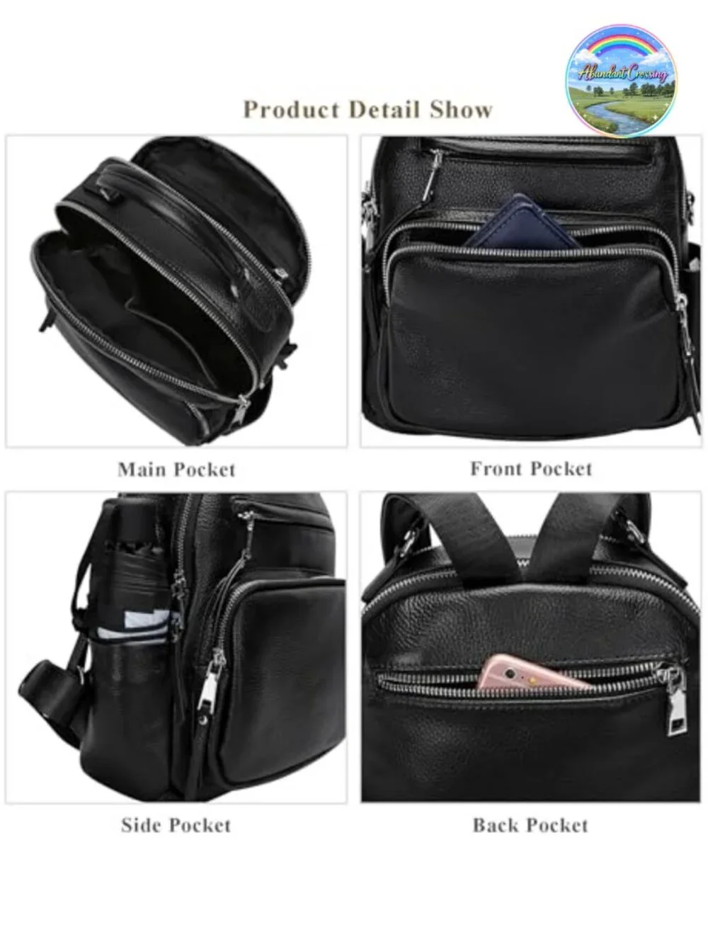 Genuine Leather Convertible Backpack Purse for Women 4-Way Carry Daypack